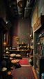 Placeholder: Bosch painting style nightmare , 3D , a gift store from the middle eastern decor and rugs on the wall in the background, high Quality picture , 8k
