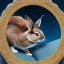 Placeholder: fantasy magic, sharp focus, illustration, highly detailed, digital painting, concept art, art germ and Paul Lewin and Kehinde Wiley, masterpiece silver solo rabbit, dark blue aye