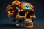 Placeholder: make 3d render realistic Mexican skull of vivid colors with flowers