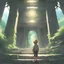 Placeholder: I want a picture of a 13 year old boy finding a magical gem in an abandoned temple in the middle of the forest. I want it anime