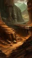 Placeholder: A brown underground mine in a mountain painted by Xul Solar