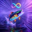 Placeholder: infinity symbol ∞ with vibrant powerful fish jumping out of the water, striking, neon, chiaroscuro, dramatic, captivating, powerful, fantasy, beautiful, octane render, 16k post-production, artstation: award-winning: atmospheric: commanding: fantastical: clarity: ultra quality: striking: brilliance: stunning colors: amazing depth; lens: f/11, 35mm
