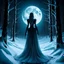 Placeholder: ice, frosted woman in an ice block, snow in a forest, moon above, gothic, darkness