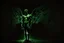 Placeholder: ange hombre l negro y verde parado en la oscuridad de la noche