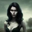 Placeholder: fantasy setting, woman, peau sombre, indienne, black wavy hair, mèche verte, ranger