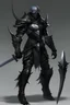 Placeholder: concept art of dark fantasy warrior simple and sleek armor without a helmet on