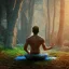 Placeholder: A powerful hindu yogi doing meditation under tree in Himalayas, day light, hd, hyper realistic