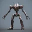 Placeholder: Mecha with metal spider legs his hands are machine guns. Driver is animal