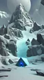 Placeholder: a 3d video-game style liminal space of a mountainous cold region