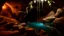 Placeholder: underground cave with crystals, and a stream running down the side