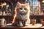 Placeholder: cute fluffy cat in a coffeehouse in sunshine Weight:1 detailed matte painting, deep color, fantastical, intricate detail, splash screen, complementary colors, fantasy concept art, 8k resolution trending on Artstation Unreal Engine 5 Weight:0.9