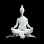 Placeholder: 2D yarn art, minimalism, monk in yoga lotus pose made entirely out of white yarn, dark negative space, extreme contrast, concept art, stunning, dramatic, intricate details, reminiscent of the stylized concept art of Ash Thorp, showing the beauty of simplicity