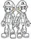 Placeholder: outline art for Waluigi and Mario coloring page, Japanese manga style, cartoon style, cute face, white background sketch style, full body is a must, only use outline, clean line art, no shadow, bold outline