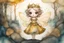 Placeholder: double exposure, merged layers, golden patina, corrosion, topographic lines, needle felt mohair cute chibi fairy princess, fairy village, watercolor and charcoal S<AI in sunshine