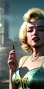 Placeholder: Marilyn Monroe, in full growth, smokes a cigarette, cyberpunk2077, photorealistic, 8k