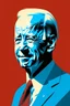 Placeholder: stylized stencil portrait of Joe biden in solid red, beige and (light and dark) blue