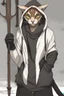 Placeholder: Male khajiit with grey fur and Hazel eyes wearing a black hoodie