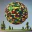 Placeholder: The Earth has been constructed out of Legos