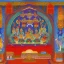 Placeholder: spiritual consciousness of Indian temple architecture in Tibetian painting style surrounded by mystical creatures