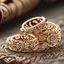 Placeholder: Elegant and intricate gold wedding bands with diamond accents