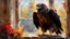 Placeholder: (My sad companion the young eagle, flapping his wing, Pecking bloody food under the window), soft impressionist brushstrokes, richard schmid style canvas texture, magical glow, magical lighting, by Jean-Baptiste Monge: 20 Artgerm:5 and Greg Rutkowski:30, by richard schmid :10, Painting by richard schmid