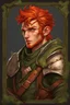 Placeholder: Male wood elf medieval fantasy combat medic. With fiery red hair cascading like autumn leaves and piercing green eyes that hold ancient wisdom, this enigmatic character blends the art of healing with the prowess of battle. Clad in adventuring gear adorned with intricate medical accessories