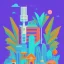 Placeholder: city, tropical, latino, plants, flat design, cover style, 2 colors