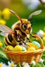Placeholder: Honey bee with a basket full of Easter eggs