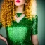 Placeholder: portrait of a teenager girl with curly blonde hair and green eyes,retro style,8k quality,full body shot, masterpiece, best quality,sparkling eyes, fluorescent skin, colorful makeup, highly detailed body,sun light, 4K, RAW, depth of field, high contrast, realistic details, 24mm