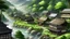 Placeholder: Generate an image depicting a serene village nestled between lush mountains and flowing rivers, where the peaceful life of a skilled samurai named Takeshi unfolds.