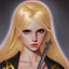 Placeholder: Portrait of beautiful blonde woman with a sword