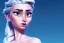 Placeholder: Elsa, from the movie "Frozen", Beach, Babe, White curly hair, blue bikini, Blue eyes by J scott campbell