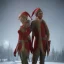 Placeholder: two elves. woman and man. Christmas scene. photorealistic. low-key