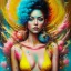 Placeholder: iv_a painting of a young woman, figurative art, an acrylic detailed painting, , brush strokes, paint drips and drabs and splatters by Harumi Hironaka, turquoise pink and yellow, james terrell art, trending on artstation, soft lines,intricate art by bastien lecouffe deharme and greg rutkowski