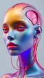 Placeholder: iseneld + abstract biomechanic humanoid portrait made of matte transparent rubber, smooth carbon fibre skin, circuits and sinuous wires, liquid shapes + vibrant color palette, biomorphic, minimalism, surrealism, dither + artstation