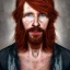 Placeholder: Portrait of Courtney Gains as a ruggedly handsome, joyful, roguish pirate, charismatic, attractive male, masculine, perfect, precisely detailed clear eyes, unblemished, flawless skin, softly freckled face; meticulously detailed multi-hued ginger carrot-colored cherry fire red hair; fantasy, intricate, elegant, highly detailed, digital painting, concept art, matte, sharp focus, illustration, art by artgerm and greg rutkowski and alphonse mucha