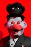 Placeholder: Waist up muppet Portrait, Kim Jong-un muppet doll, black suit, photo studio, red background, unreal engine 5, concept art, art station, god lights, ray tracing, RTX, lumen lighting, ultra detail, volumetric lighting, 3d.