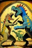 Placeholder: Dinosaur fight Picasso style