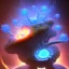 Placeholder: Spherical Frost metal magic armoured lightning Mycelium giant blob MUSHROOM flower erupting with BLUE FLAMES hellfire abyss stars SPACE lANDSCAPE