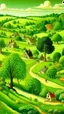 Placeholder: A green grassy town with orchards painted by Edward Hicks