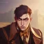 Placeholder: ringleader, Arthur Kulkov face shot, Hand Drawn Fantasy Illustration, front, handsome, circus, male, Russian, fantasy, anime, yoji shinkawa dreamscape, fenghua zhong, mystical colors, Golden hour, Lisa Frank fantasy