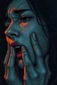 Placeholder: Hyperrealistic human woman cry and howling, pain, thriller, alone, dark colors, sharp focus, surreal shapes, faded colors, dark mood, surreal, dramatic atmosphere. intricate, stunning textures , illustration by Juan Brufal, by Esté MacLeoad, Cyril Rolando, Hayoa Miyazaki