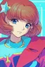 Placeholder: 1girl, retro anime, 80's, redhead,Portrait of beautiful woman, sparkling dark blue eyes,