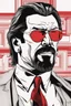 Placeholder: an muscular and menacing Hans Gruber wearing red-tinted glasses