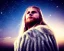 Placeholder: a sad and lonely viking looking up at the stars at night, hyper realistic, 8k, insane detail, atmospheric pastel background, crying eyes, big fur coat, long braided hair, sharp focus, soft background, dynamic lighting