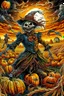 Placeholder: works by Mark Keatley, Josephine Wall, Ellen Jewett, Dan Mumford Cayenne, Victoria Francis. dancing scarecrow with a scary pumpkin head in a field with scarecrows, High Definition HD, High Detail, UHD Pen and Ink Art, Perfect Composition, Detailed Intricacy, Crazy Octane Rendering, Trending on Artstation, 8k Fine Art Photography, Photorealistic Concept Art , soft thoughts, 3D cinematic perfect light, 3D rendering, famous, unforgettable., photo, poster, cinematic