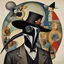 Placeholder: Eclectic Surrealist Fusion, oddball nihilism, Kandinsky, dramatic, dada collage, plague doctor