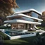 Placeholder: Casa campestre estilo Zaha Hadid, Pintura al óleo, calidad ultra, hiperdetallado, obra de arte, 8k, 3d, cuerpo completo