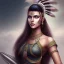 Placeholder: fantasy setting, indian woman half-hawk haircut, black hair