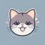 Placeholder: App logo 2D vector graphic of cute and kawai Cat smiling, simple color, flat style, use only 3color theme, closeup